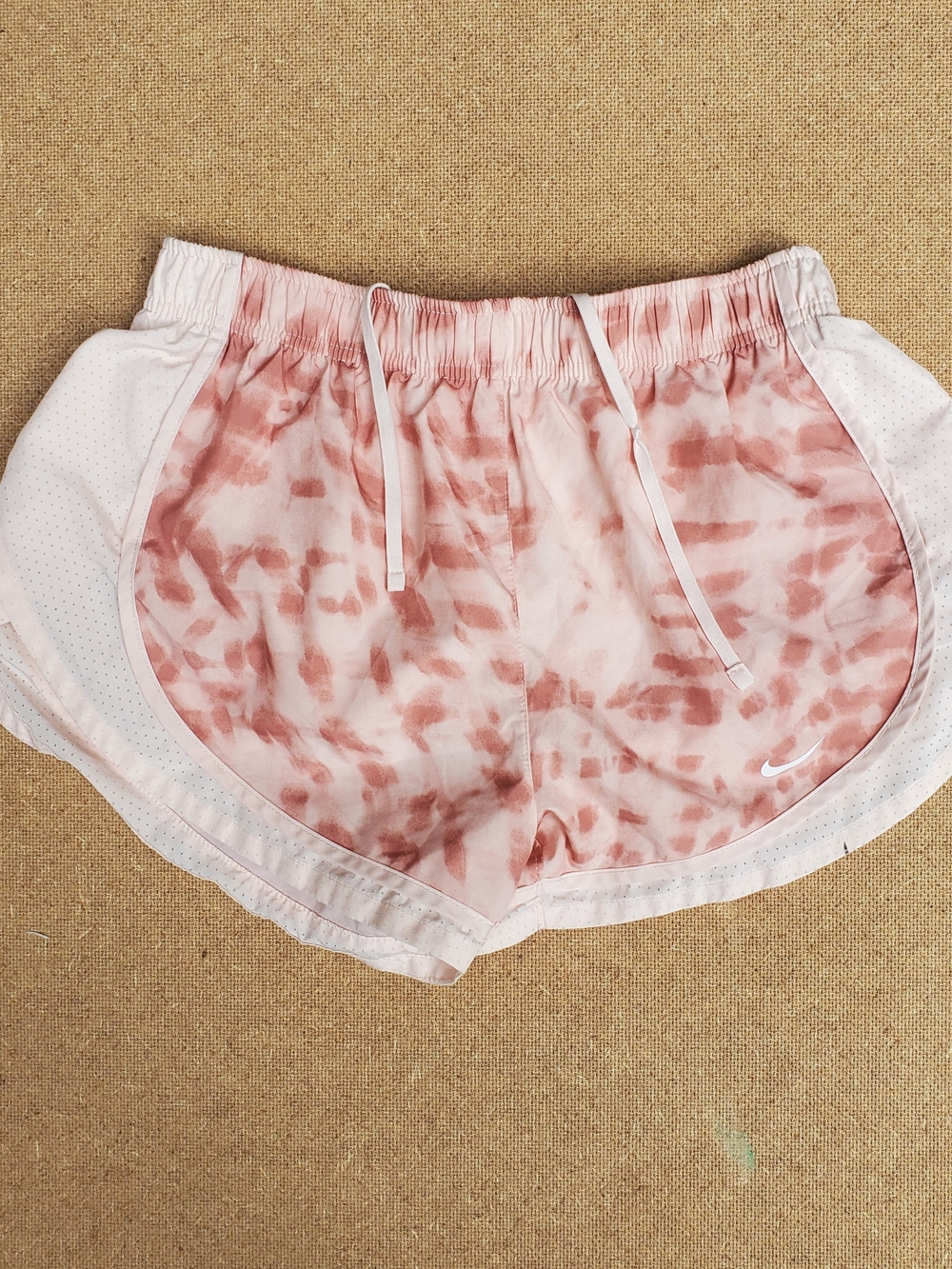 Nike Women’s Pink Tie-Dye Athletic Shorts with White Trim
